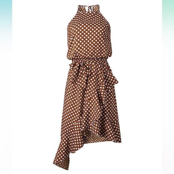 Amazon Ecowish Brown Polkadot Midi Dress - Picture 2 of 16